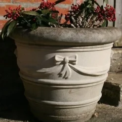 Ribbon Vase 20" Stone Garden Planter