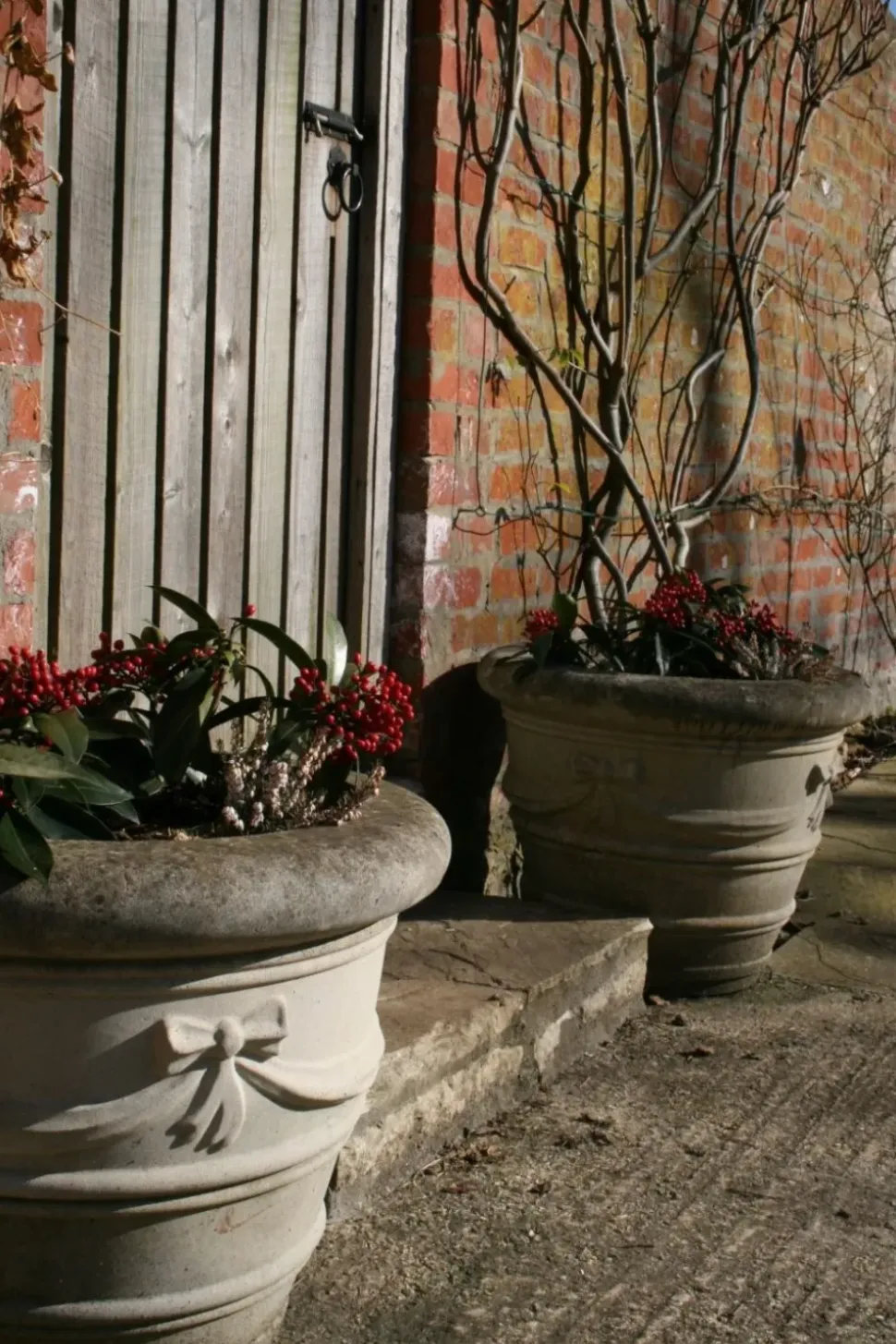 Ribbon Vase 12" Stone Garden Planter
