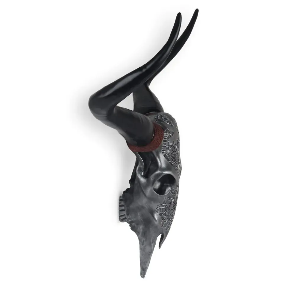 Sacred Buffalo 63cm Silver Resin Wall Sculpture