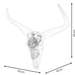 Sacred Buffalo 63cm Silver Resin Wall Sculpture