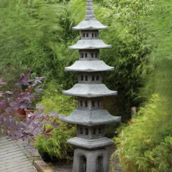 Seven Piece Japanese Pagoda Stone Garden Ornament