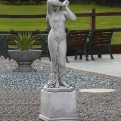 Shy Maiden on Pedestal 150cm Stone Garden Statue