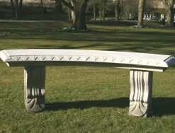 Single Curved Plain Stone Bench - Large Garden Benches