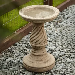 Spiral Design Stone Garden Birdbath