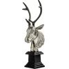 Stag Head 50cm Silver Metal Indoor Statue