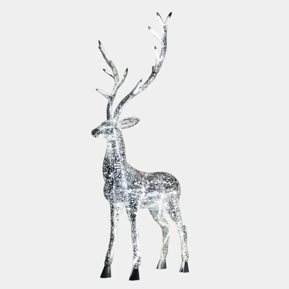 Starlight Stag 212cm LED Silver Metal Garden Sculpture