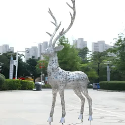 Starlight Stag 212cm LED Silver Metal Garden Sculpture
