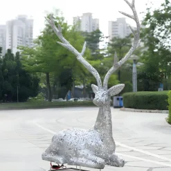 Starlight Stag 125cm LED Silver Metal Garden Sculpture