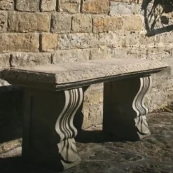 Straight Ivy Stone Garden Bench