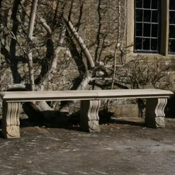 Straight Plain Double Stone Garden Bench