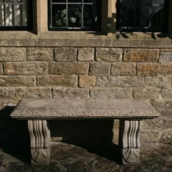 Straight Plain Stone Garden Bench