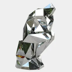 The Thinker 130cm Silver Geometric Metal Garden Sculpture