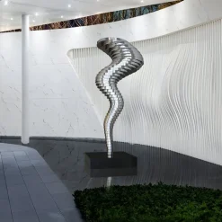 Tornado 163cm Silver Metal Garden Sculpture v1
