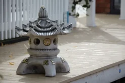 Triple Top Japanese Pagoda Stone Garden Ornament