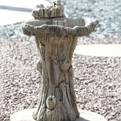 Twin Feeder Stone Garden Birdbath