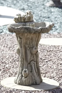 Twin Feeder Stone Garden Birdbath