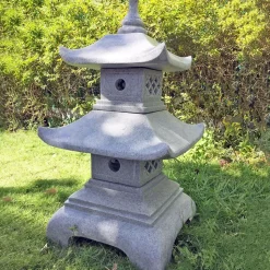 Two Tier Japanese Pagoda Lantern Granite Garden Ornament