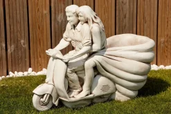 Vespa Lambretta Scooter Stone Garden Planter Ornament
