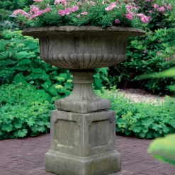 Victorian Grand Stone Garden Planter on Pedestal
