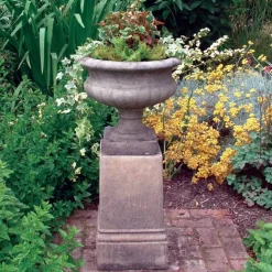 Victorian Urn on Pedestal Stone Garden Planter
