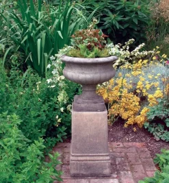 Victorian Urn on Pedestal Stone Garden Planter