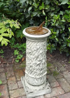 Vine Aged Brass Stone Garden Sundial