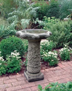 Vine Design Stone Garden Birdbath