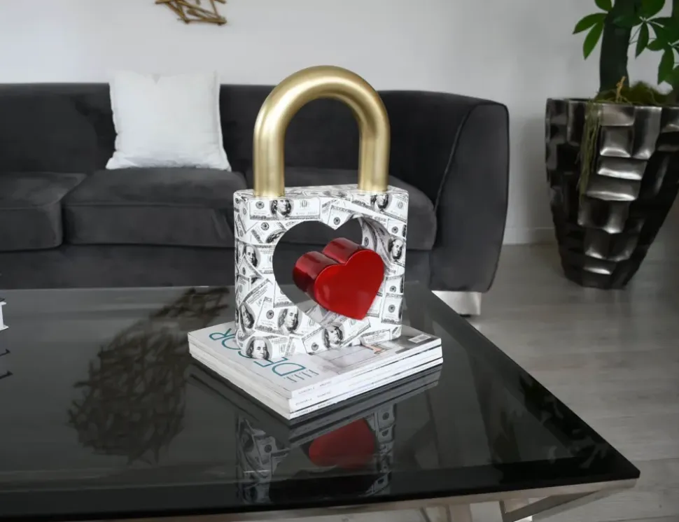 Wealth Padlock 38cm Gold Resin Indoor Sculpture