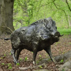 Wild Boar Life-Size Bronze Metal Garden Statue
