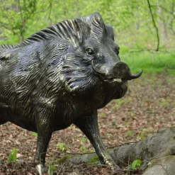 Wild Boar Life-Size Bronze Metal Garden Statue