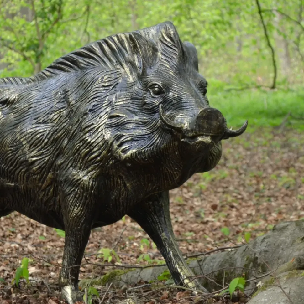 Wild Boar Life-Size Bronze Metal Garden Statue