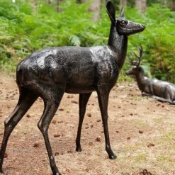 Wild Doe Life-Size 118cm Bronze Metal Garden Statue