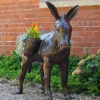 Wild Donkey with Baskets Bronze Metal Garden Statue