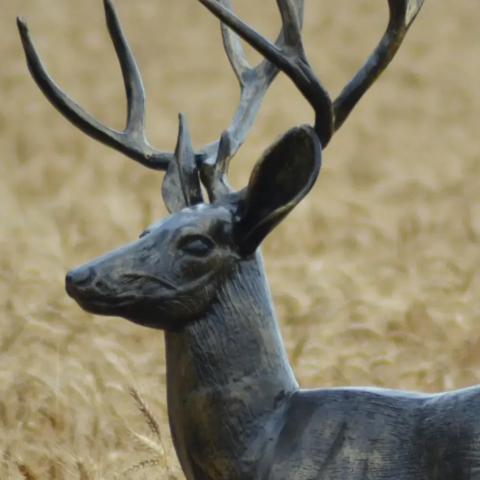 Wild Stag Life-Size 148cm Bronze Metal Garden Statue