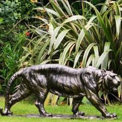 Wild Tiger 51cm Bronze Metal Garden Statue