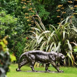 Wild Tiger 51cm Bronze Metal Garden Statue